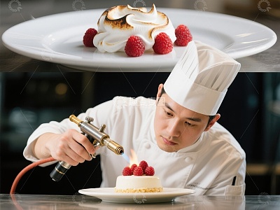 厨师精心制作甜点