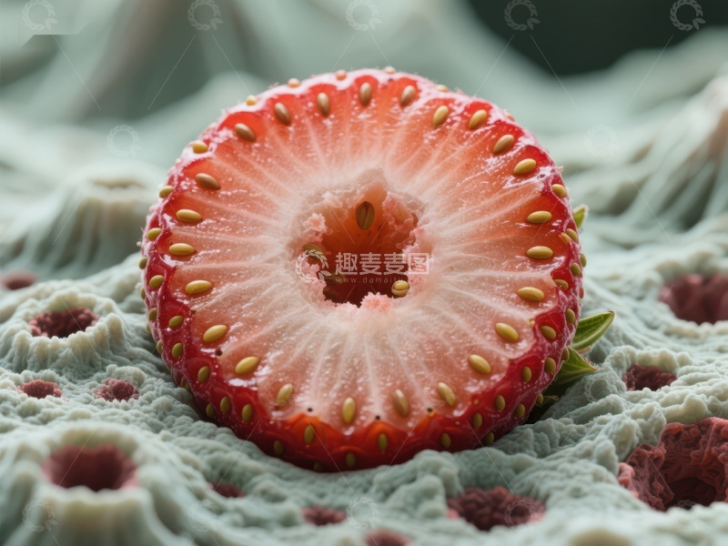 高清大图下载【趣麦麦图】切开的草莓，展示内部结构