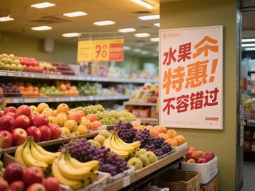 超市水果区促销展示