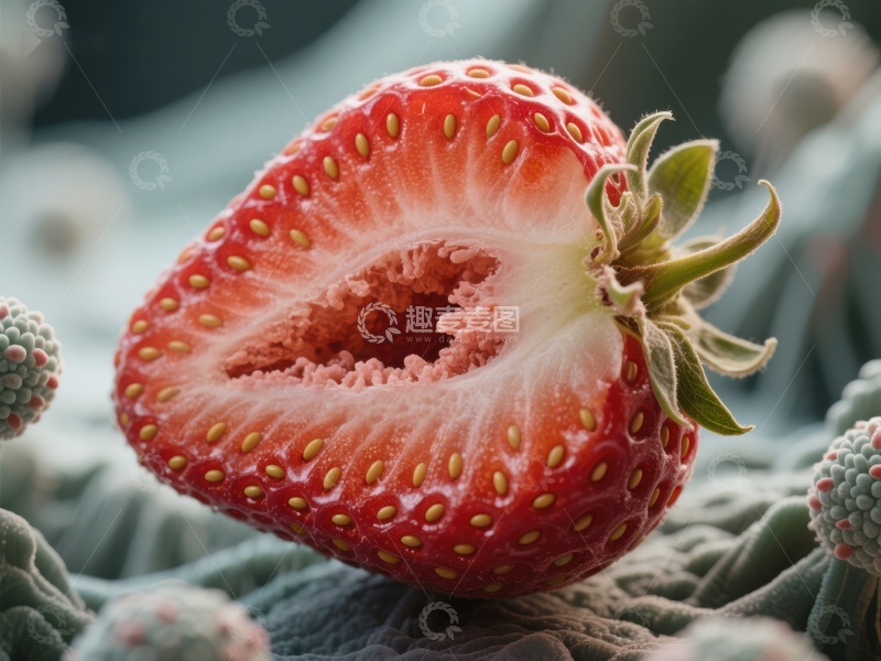 高清大图下载【趣麦麦图】新鲜草莓切面特写