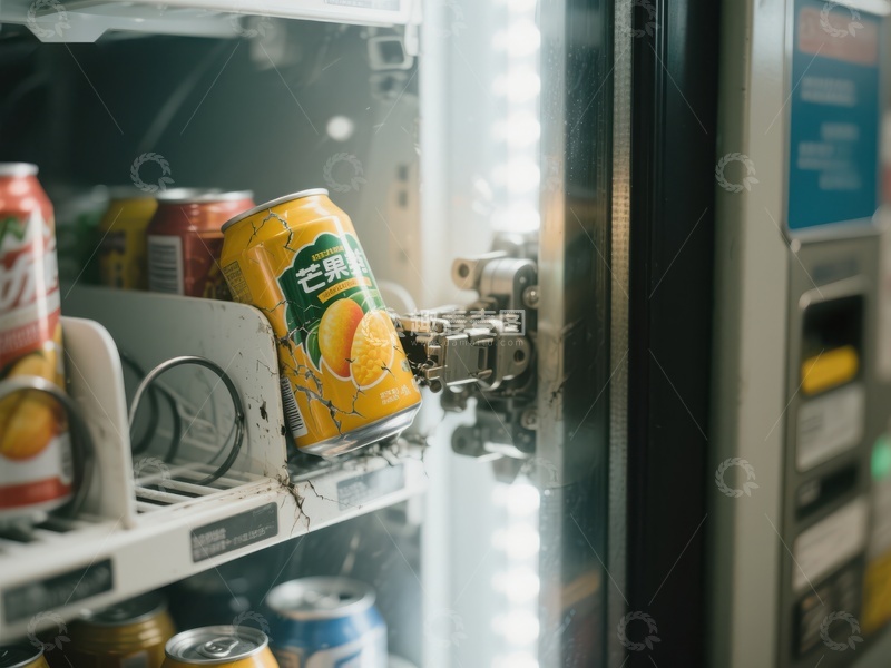 高清大图下载【趣麦麦图】自动售货机出货饮料瞬间
