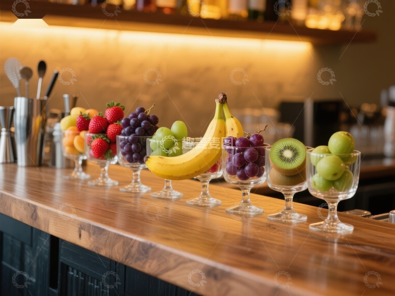 高清大图下载【趣麦麦图】吧台上的新鲜水果拼盘