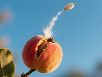 果实裂开，种子随风飘散