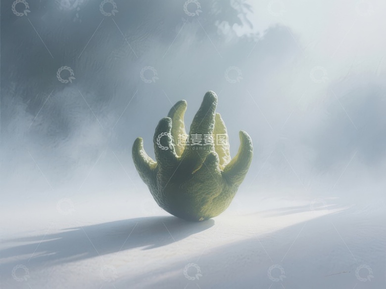 雪地中的奇异绿色生物