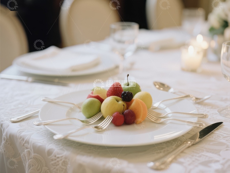 高清大图下载【趣麦麦图】精致餐桌布置与水果拼盘
