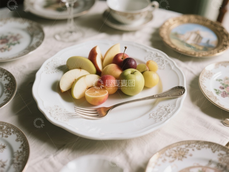 高清大图下载【趣麦麦图】精致餐桌上的水果拼盘