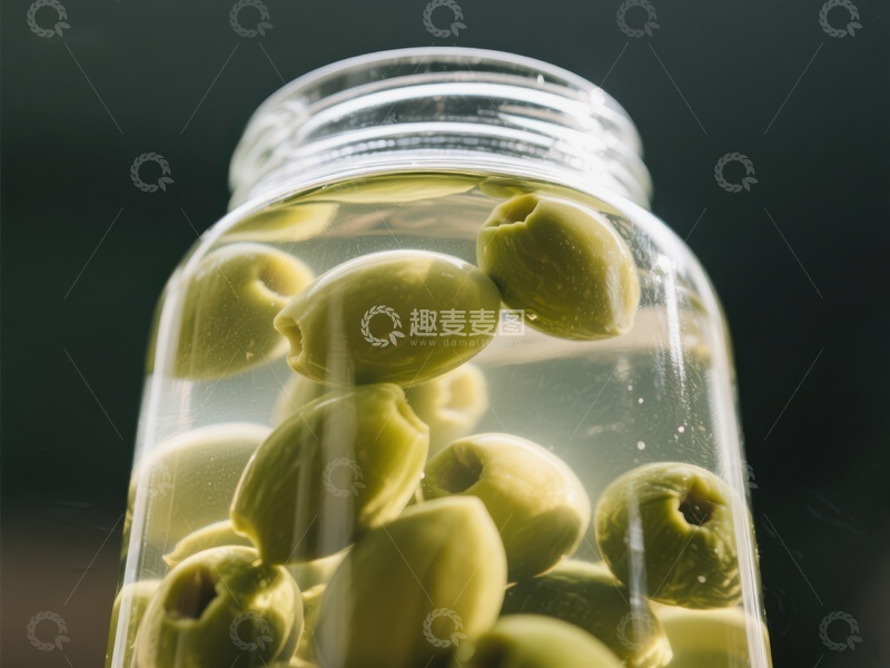 高清大图下载【趣麦麦图】玻璃罐中的青橄榄