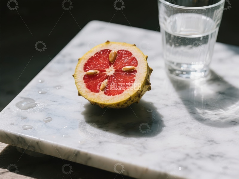 高清大图下载【趣麦麦图】切开的柚子与水杯