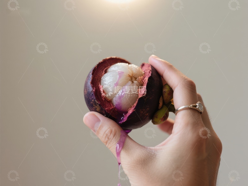 高清大图下载【趣麦麦图】手握紫红色果肉的水果