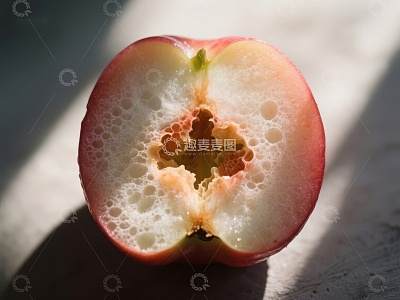 切开的苹果，内部多孔结构