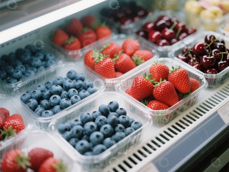 高清大图下载【趣麦麦图】新鲜水果陈列：草莓蓝莓樱桃