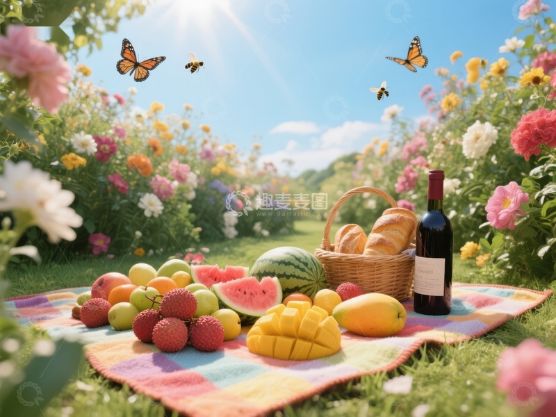 高清大图下载【趣麦麦图】花丛中的野餐时光