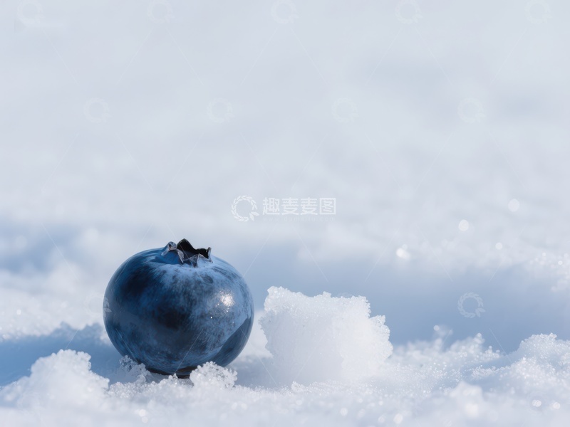 高清大图下载【趣麦麦图】雪地中的蓝莓