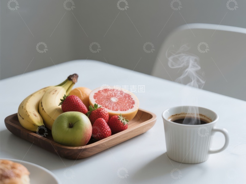 高清大图下载【趣麦麦图】早餐水果与热咖啡