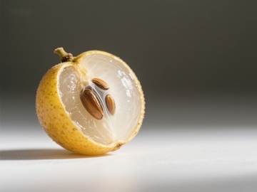 切开的柠檬，露出内部种子