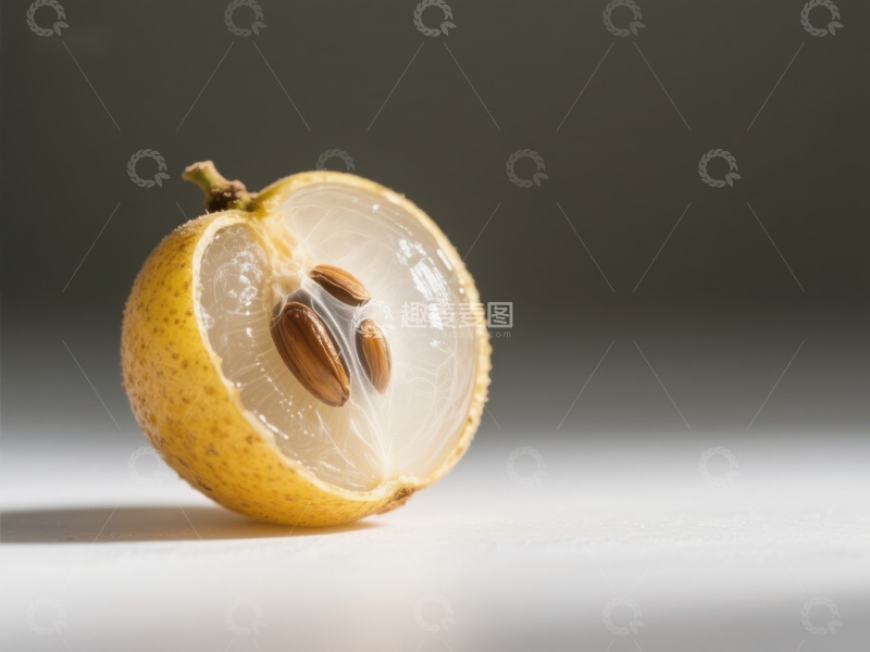 高清大图下载【趣麦麦图】切开的柠檬，露出内部种子