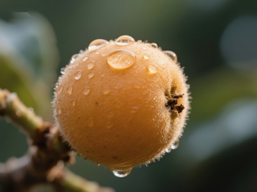 雨滴点缀的枇杷果实