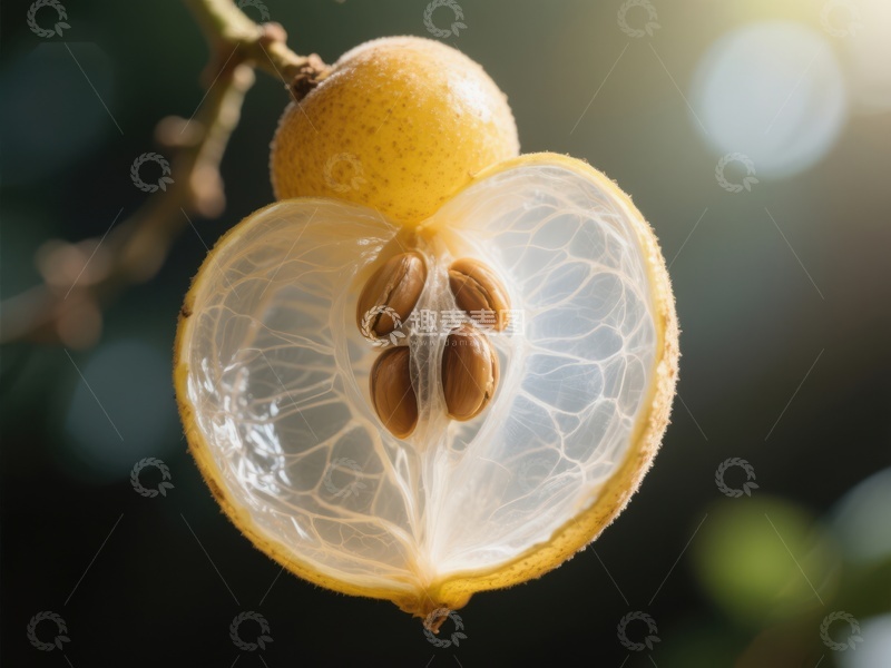 高清大图下载【趣麦麦图】新鲜龙眼果剖面展示