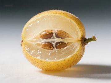 柠檬切面展示内部种子