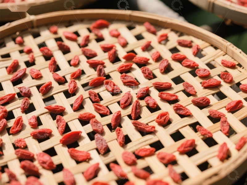 高清大图下载【趣麦麦图】竹筛上的干枸杞