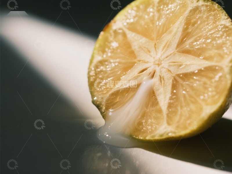 高清大图下载【趣麦麦图】柠檬切面，汁液滴落