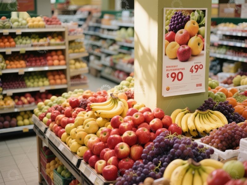 高清大图下载【趣麦麦图】超市水果区陈列与促销