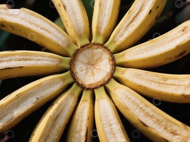 高清大图下载【趣麦麦图】剥开的香蕉排列成花状