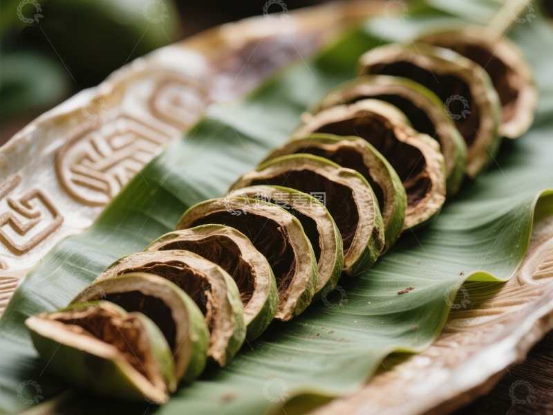 高清大图下载【趣麦麦图】香蕉叶上的切片果实