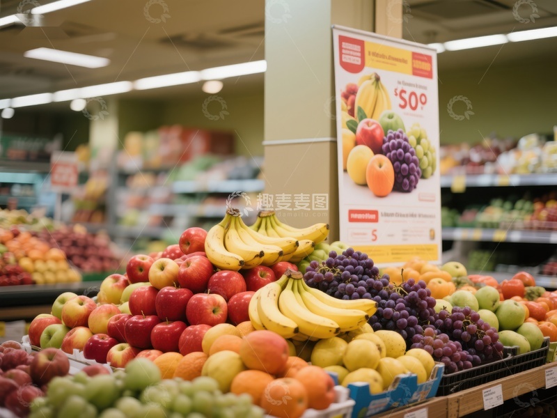 高清大图下载【趣麦麦图】超市水果区展示新鲜水果
