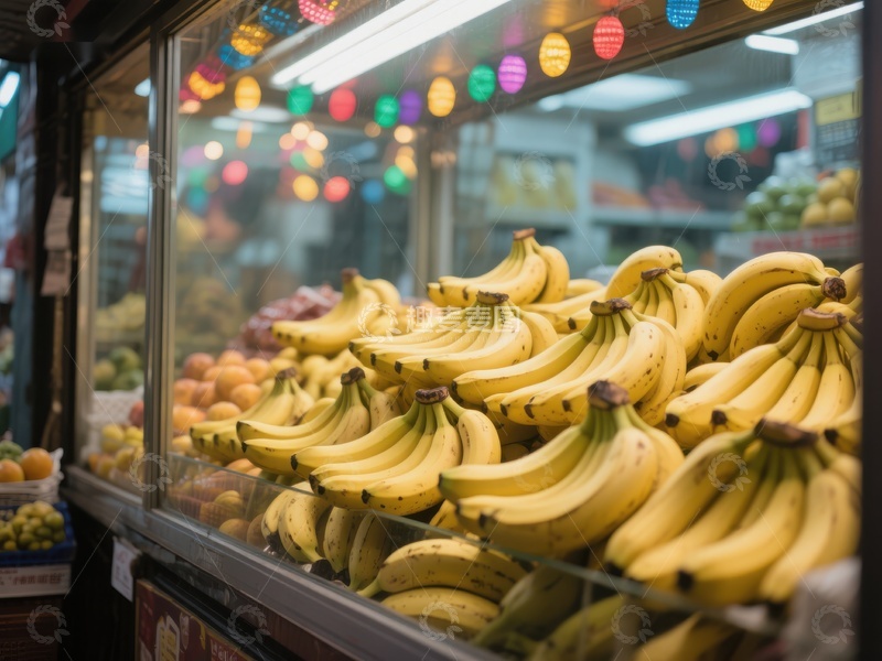 市场摊位上的新鲜香蕉
