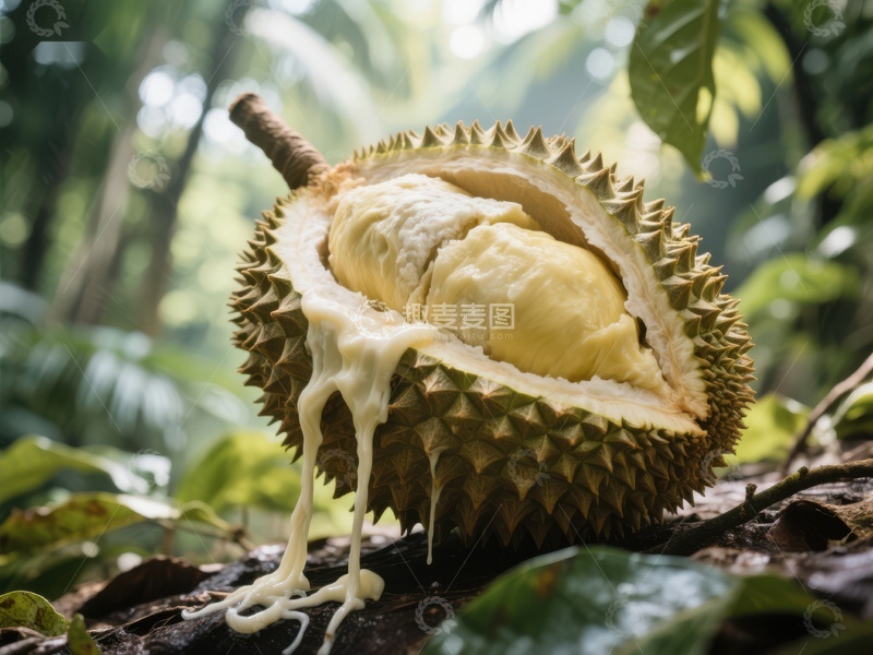 高清大图下载【趣麦麦图】新鲜榴莲果肉特写