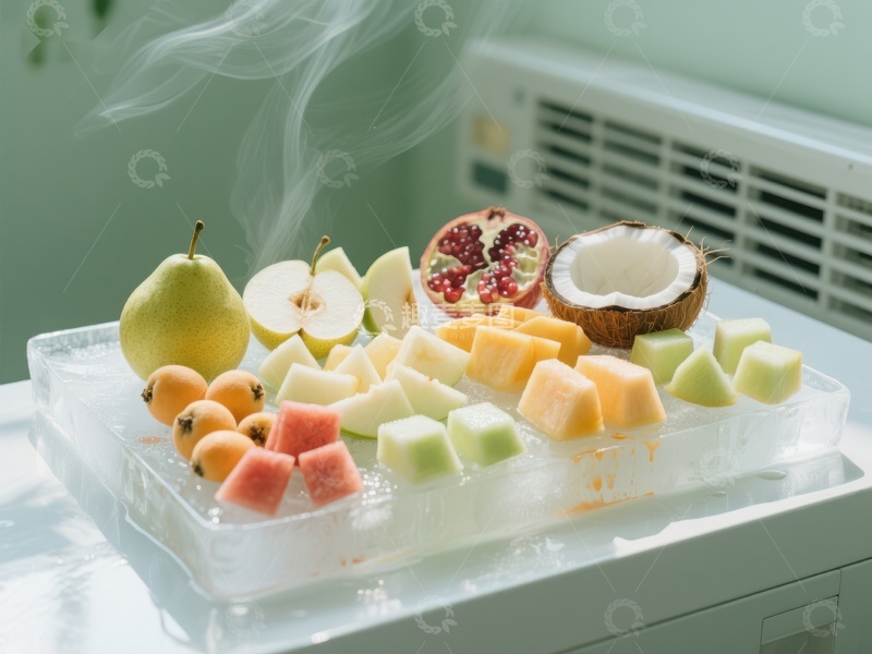 高清大图下载【趣麦麦图】冰块上的新鲜水果拼盘