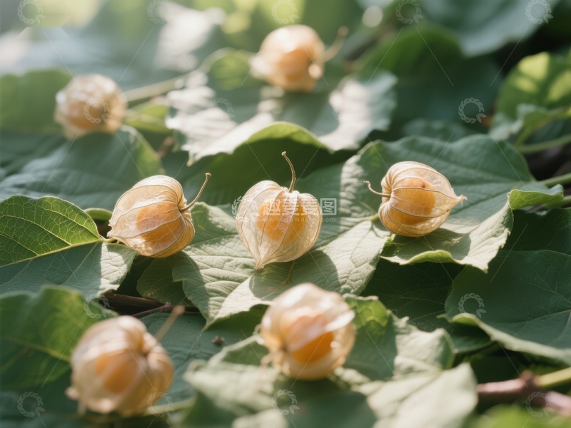 高清大图下载【趣麦麦图】金黄色果实挂枝头，绿叶相伴