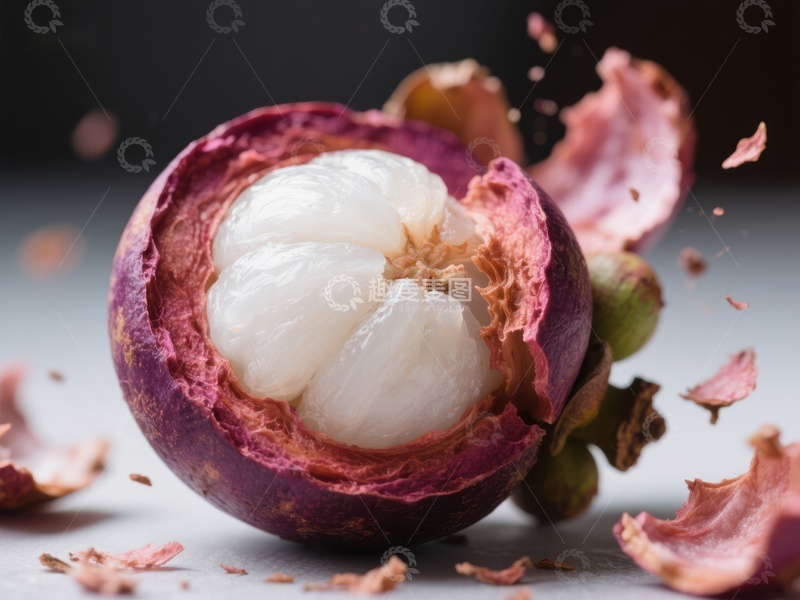 高清大图下载【趣麦麦图】新鲜紫红色果肉的山竹特写