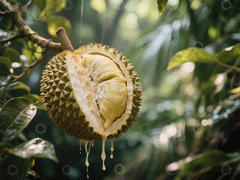 高清大图下载【趣麦麦图】热带雨林中的榴莲果实