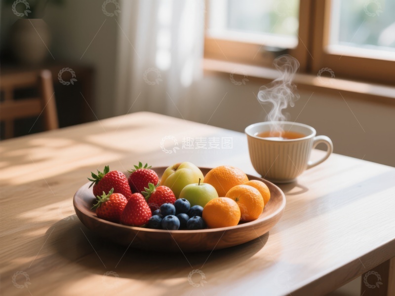 高清大图下载【趣麦麦图】早餐水果与热饮