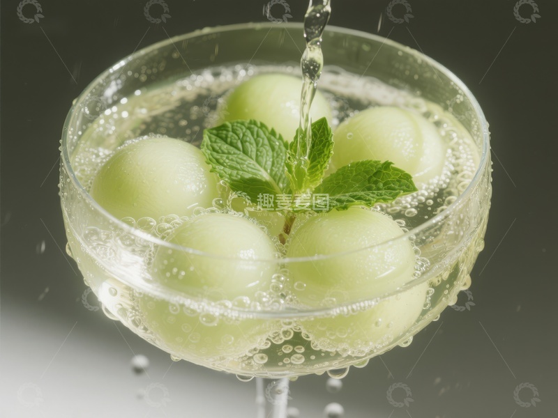 高清大图下载【趣麦麦图】清凉哈密瓜气泡饮品