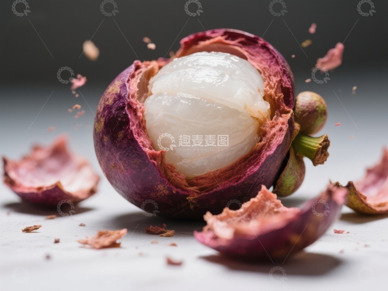 高清大图下载【趣麦麦图】-新鲜紫皮水果剖开瞬间