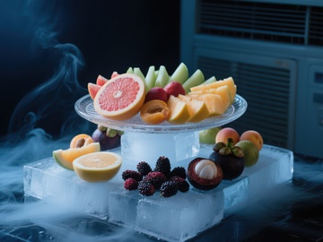 冰块上的水果拼盘