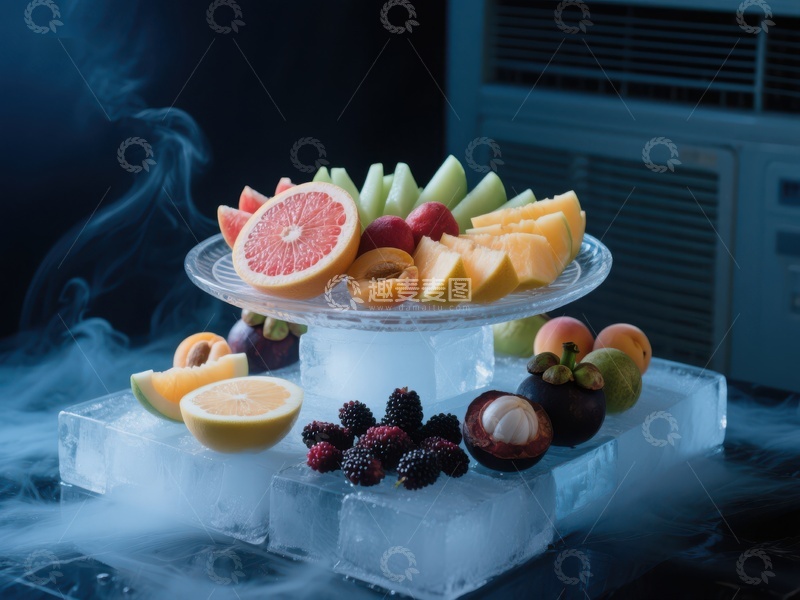 高清大图下载【趣麦麦图】冰块上的水果拼盘