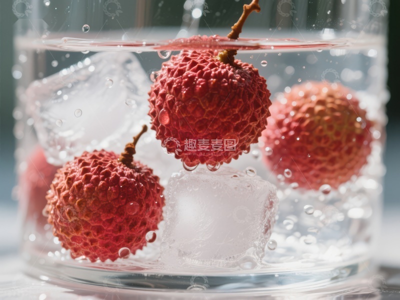 高清大图下载【趣麦麦图】荔枝冰水清凉解暑