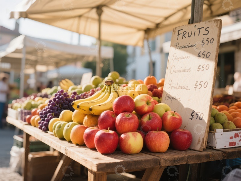 高清大图下载【趣麦麦图】市场摊位展示新鲜水果