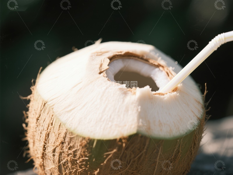 高清大图下载【趣麦麦图】新鲜椰子配吸管