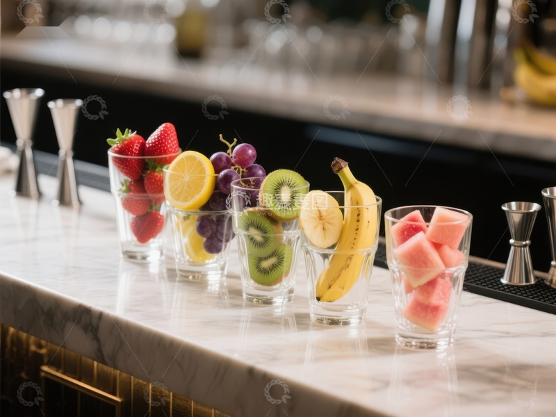 高清大图下载【趣麦麦图】吧台上的水果杯装饰