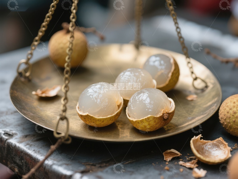 高清大图下载【趣麦麦图】龙眼果在古秤上称重