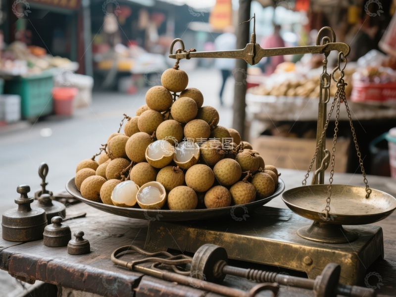 高清大图下载【趣麦麦图】龙眼称重，传统市场一瞥