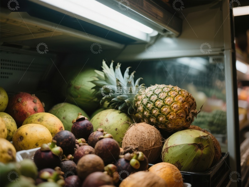 高清大图下载【趣麦麦图】热带水果陈列柜