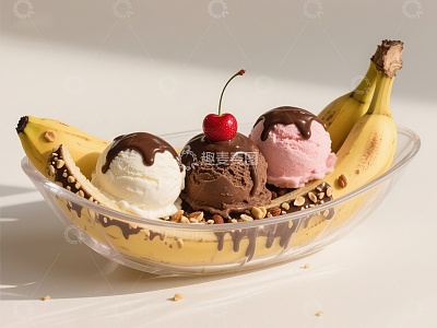 香蕉船冰淇淋配樱桃