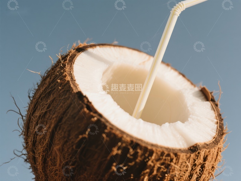 高清大图下载【趣麦麦图】椰子开口插入吸管