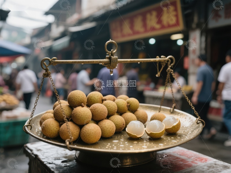 传统市场上的龙眼称重
